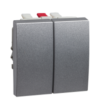 Переключатель 2x-клавишный 16a металлик Schneider Electric. Вид 1