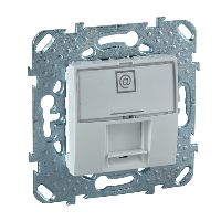 Розетка компьютерная 1хRJ45 кат.5Е (интернет) с полем для надписи (белый) Unica Schneider Electric. Вид 1
