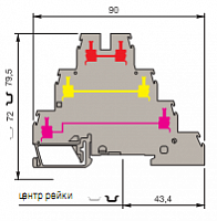 D4/6.NTLP Клеммник 4мм.кв. 1 цепь "нейтраль"+1 сквозная цепь+1 цепь "земля" (серый) TYCO. Вид 1