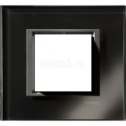 Рамка 1-постовая (черное стекло) Unica Schneider Electric. Вид 1