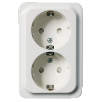 Розетка двойная с заземлением, со шторками, 16А, 250В (белый) Quick Schneider Electric. Вид 1