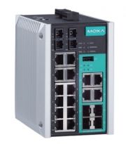 18-портовый управляемый коммутатор: 12х10/100 BaseT Ethernet, 4хGigabit Ethernet, 2х100BaseFX, -40...+75С MOXA. Вид 1