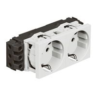 Розетка 2х2P+E с защитными шторками 4М (белый) Mosaic Legrand. Вид 1