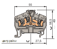 D2,5/5.I.N.3L Клема пруж. 2.5мм.кв. синяя TYCO. Вид 1