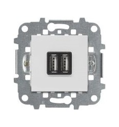 N2285 BL Механизм USB зарядного устройства, 2М, 2х750 мА / 1х1500 мА, серия Zenit, цвет альпийский белый ABB. Вид 1