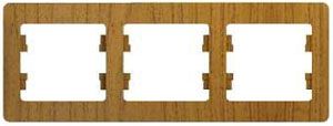 Рамка 3-постовая, горизонтальная (дерево дуб) Glossa Systeme Electric. Вид 1