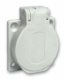 Розетка серая 10/16a 50х50мм ip54 винты сбоку Schneider Electric. Вид 1