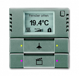 6128/28-803-500 Терморегулятор KNX с дисплеем и сенсором, 2/4-клавишный, метеор ABB. Вид 1