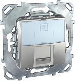 Компьютерная розетка 1хRJ45 кат.6, с полем для надписи (алюминий) Unica Top Schneider Electric