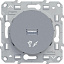 Розетка USB, одиночный разъем (алюминий) Odace Schneider Electric. Вид 1.