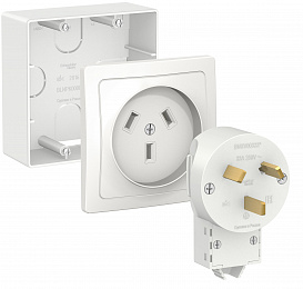 Силовой комплект 32 а, 250 в: Розетка, вилка, подъемная коробка (белый) Blanca Systeme Electric. Вид 1