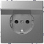 Розетка 16А с з/к и крышкой IP20 (нержавеющая сталь) Merten D-Life Schneider Electric. Вид 1.