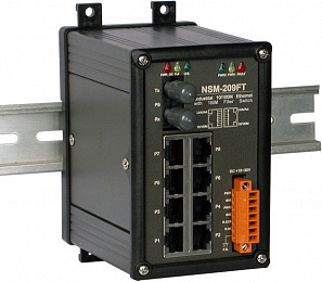 Индустриальный коммутатор: 8х10/100 Base-T Ethernet и 1 портом Multi-mode 100 Base-FX, IP20 ICP DAS. Вид 1