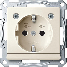 Розетка SCHUKO с мод.светод.подсв (бежевый) Merten Schneider Electric. Вид 1