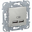 Розетка usb, 2.1 а (алюминий) Unica Top Schneider Electric. Вид 1.