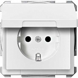 Розетка SCHUKO 16А, 250В, с крышкой (белый) Merten Schneider Electric. Вид 1