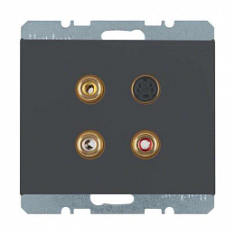 Тройная розетка RCA/S-Video (антрацитовый) K.1 Berker. Вид 1