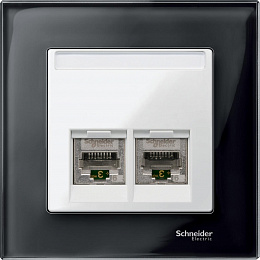 Центральная плата для розеток с разъемом RJ45 2 поста, sm (полярный белый) Merten Schneider Electric. Вид 1