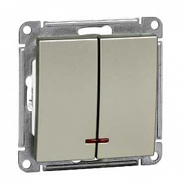 Выключатель 2-клавишный, с подсв. 10АХ, механизм (шампань) Wessen 59 Systeme Electric. Вид 1