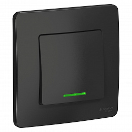 Выключатель 1-клавишный с подсветкой, С/У, 10А, 250B (антрацит) Blanca Systeme Electric. Вид 1