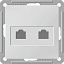 Розетка двойная компьютерная RJ45 кат.5e, механизм (слоновая кость) Wessen 59 Systeme Electric. Вид 1.