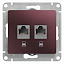 Розетка двойная компьютерная RJ45+RJ45, кат.5e, механизм, (баклажановый) Glossa Systeme Electric. Вид 1.