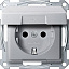Розетка со шторками, с крышкой, qf sm (алюминий) Merten Schneider Electric. Вид 1.