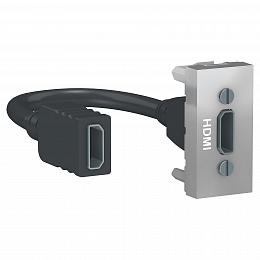 Розетка HDMI, 1 модуль (алюминий) Unica Modular Schneider Electric. Вид 1