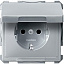 Розетка 16А с заземлением, со шторками, c крышкой, qf sd (алюминий) Merten Schneider Electric. Вид 1.