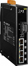 Индустриальный коммутатор: 4х10/100 Base-T Ethernet, 4xPoE, один оптический канал, разъем SC, 24 В ICP DAS. Вид 1