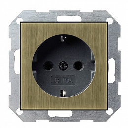 Розетка с заземлением (бронза/антрацит) System 55 Gira. Вид 1