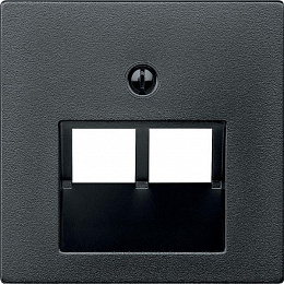 Центральная плата для розетки RJ45, 2 поста, sm (антрацит) Merten Schneider Electric. Вид 1