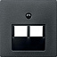 Центральная плата для розетки RJ45, 2 поста, sm (антрацит) Merten Schneider Electric. Вид 1.