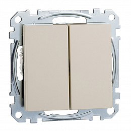 Переключатель 2-клавишный сх.6+6 (бежевый) Merten Aquadesign Schneider Electric. Вид 1