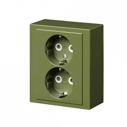 402EA-05 Розетка Double Shuko 16А 230В накладная Impressivo, зеленая R6025 ABB. Вид 1