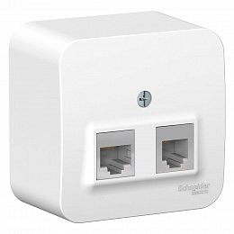 Розетка двойная: RJ45 компьютерная + RJ11 телефонная, изол. пл.,О/У (белый) Blanca Systeme Electric. Вид 1