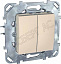Переключатель 2-клавишный, сх.6+6 (бежевый) Unica Schneider Electric. Вид 1.