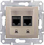 Розетка компьют., RJ45, двойн., кат. 5е, неэкран. utp, с пруж. заж (титан) Sedna Schneider Electric. Вид 1.