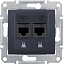 Розетка компьют., RJ45, двойн., кат. 5е, неэкран. utp, с пруж. заж (графит) Sedna Schneider Electric. Вид 1.