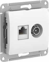 Розетка двойная TV + компьютерная RJ45, кат. 5Е, механизм (белый) Glossa Systeme Electric. Вид 1