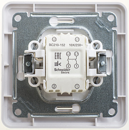 Выключатель 1-клавишный, 2-полюсный, 10АХ, в сборе (белый) Wessen 59 Schneider Electric. Вид 1