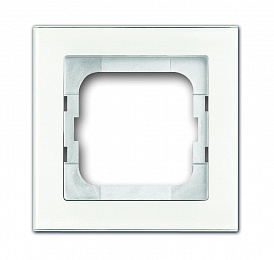1721-280 Рамка 1-постовая (белое стекло) Axcent ABB. Вид 1
