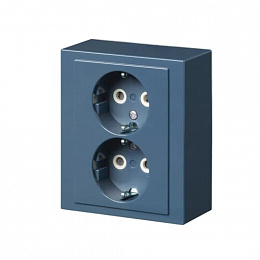 402EA-06 Розетка Double Shuko 16А 230В накладная Impressivo, синяя R5007 ABB. Вид 1