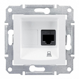 Розетка компьютерная 1-ая, RJ45, кат. 5е, экран. STP, винт. зажим (белый) Sedna Schneider Electric. Вид 1