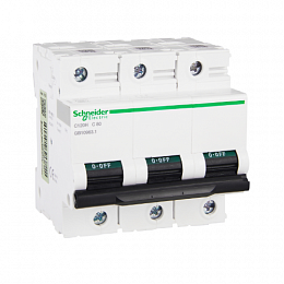 C120H 3P 80A Автоматический выключатель 3-полюсный, 80А, 10кА (хар-ка C) Schneider Electric. Вид 1