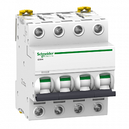 iC60N 4P 16А Автоматический выключатель 4-полюсный, 16А, 6kA (хар-ка C) Schneider Electric. Вид 1