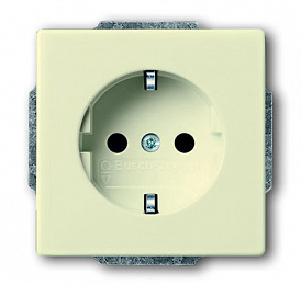 20 EUCBLI-82 Розетка SCHUKO 16А 250В, с LED подсветкой, future/solo, слоновая кость ABB. Вид 1