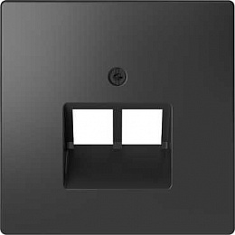 Центральная накладка для розетки 2хRJ45 (антрацит) Merten D-Life Schneider Electric. Вид 1