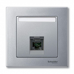 Центральная плата для розетки RJ45 (алюминий) Merten Schneider Electric. Вид 1