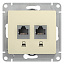 Розетка двойная компьютерная RJ45+RJ45, кат.5e, механизм (бежевый) Glossa Systeme Electric. Вид 1.